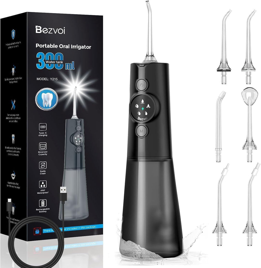 Bezvoi Water Flosser LED display showing 5 modes