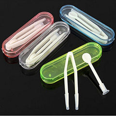 Bhbuy mini travel contact lens case with tweezer set - front view