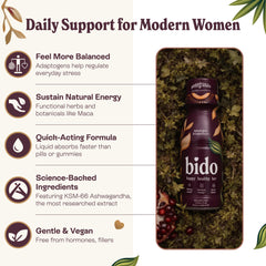 Ingredients including Ashwagandha, Maca, Ginseng and Damiana