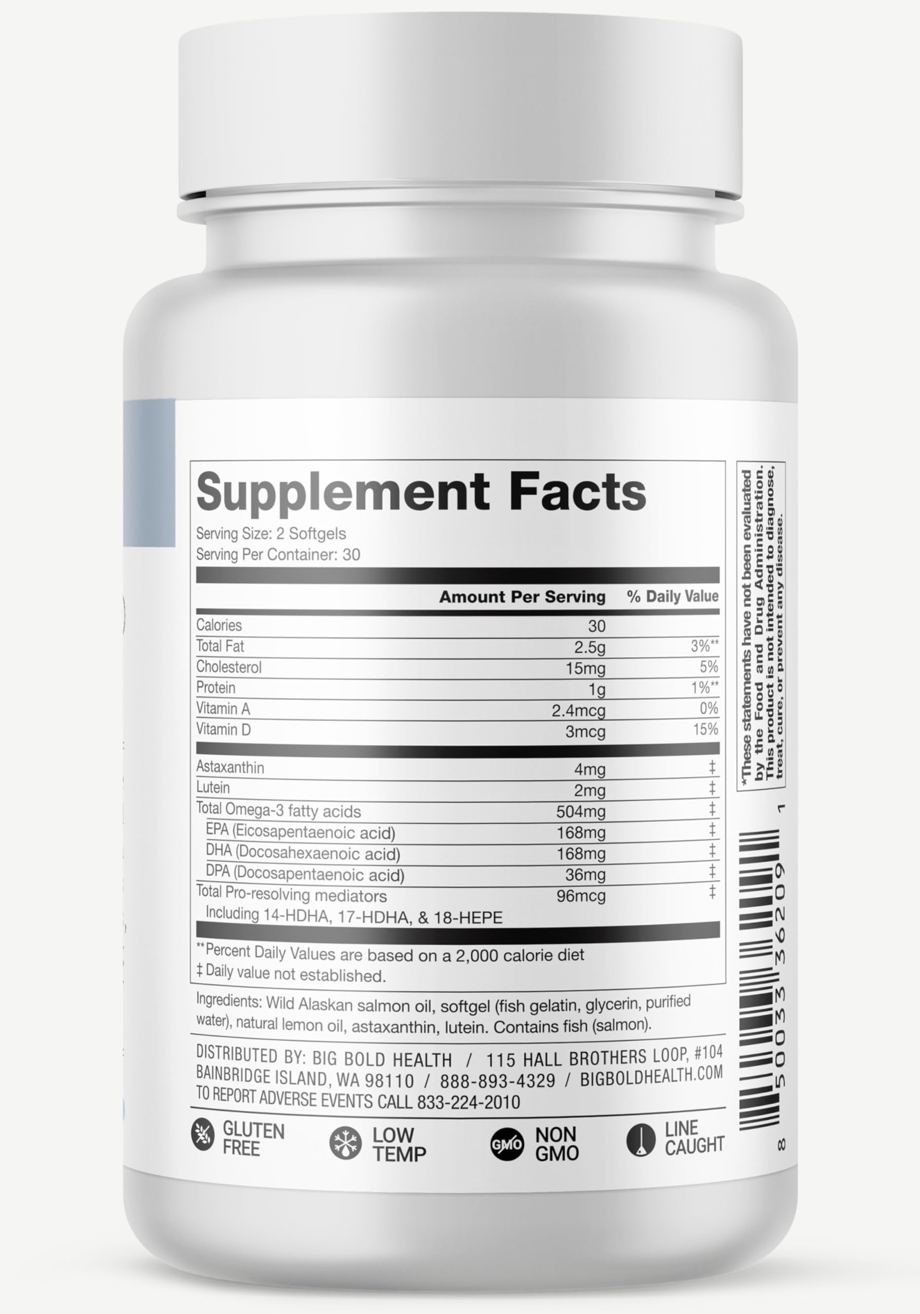 Lemon-flavored omega-3 supplement label