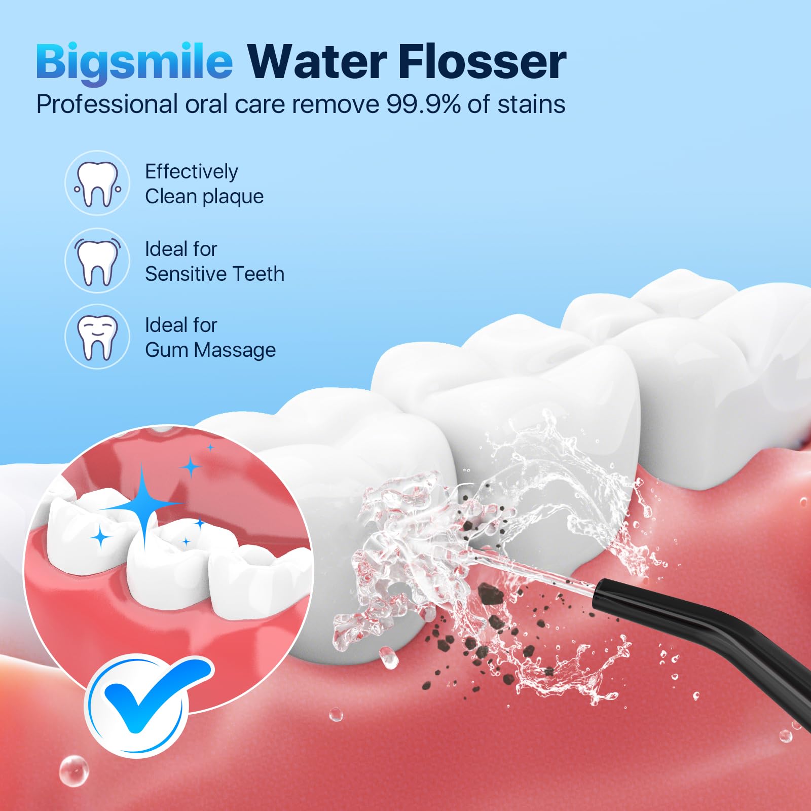 IPX7 waterproof design of Bigsmile water flosser