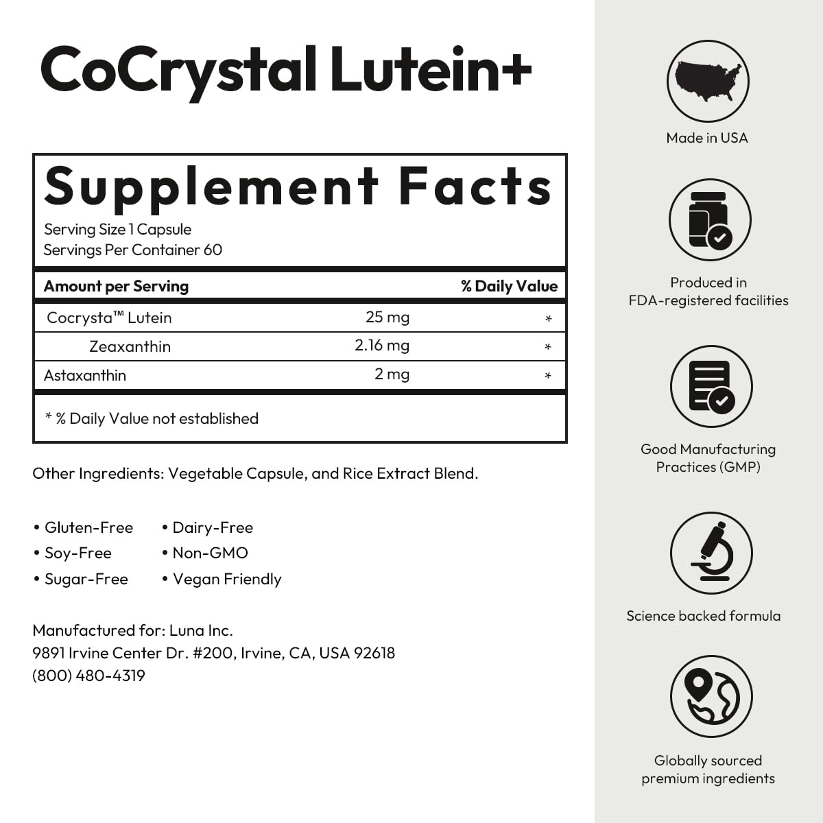 Vegan, Non-GMO, Made in USA badge