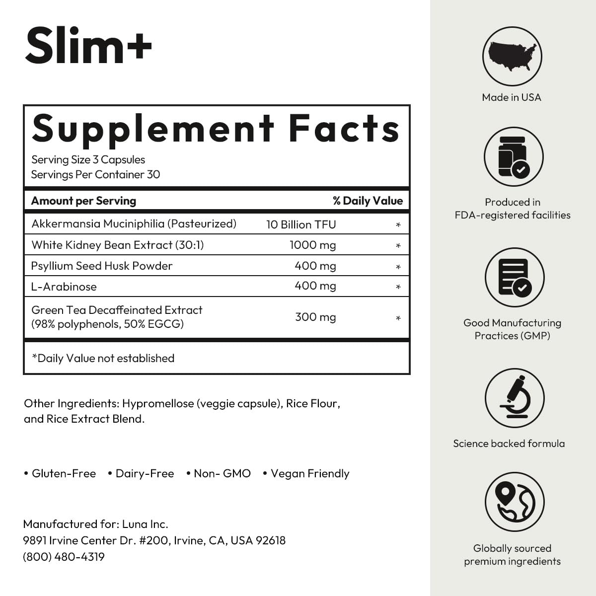 90 capsules bottle of BigVita Slim+