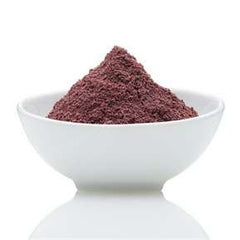 Close-up of the pouch label showing organic bilberry powder and 4:1 concentrate