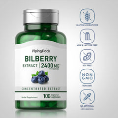 Close-up of bilberry extract capsules (2400mg)