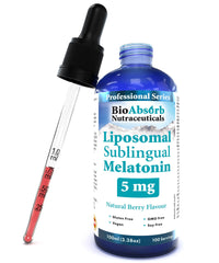Bottle of Bio Absorb Liposomal Melatonin Berry Drops with label