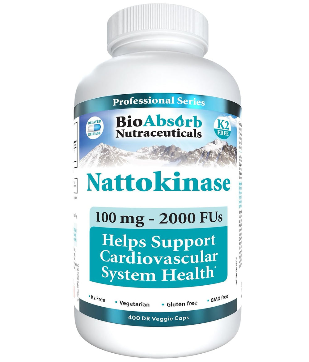 Front view of Bio Absorb Nattokinase bottle