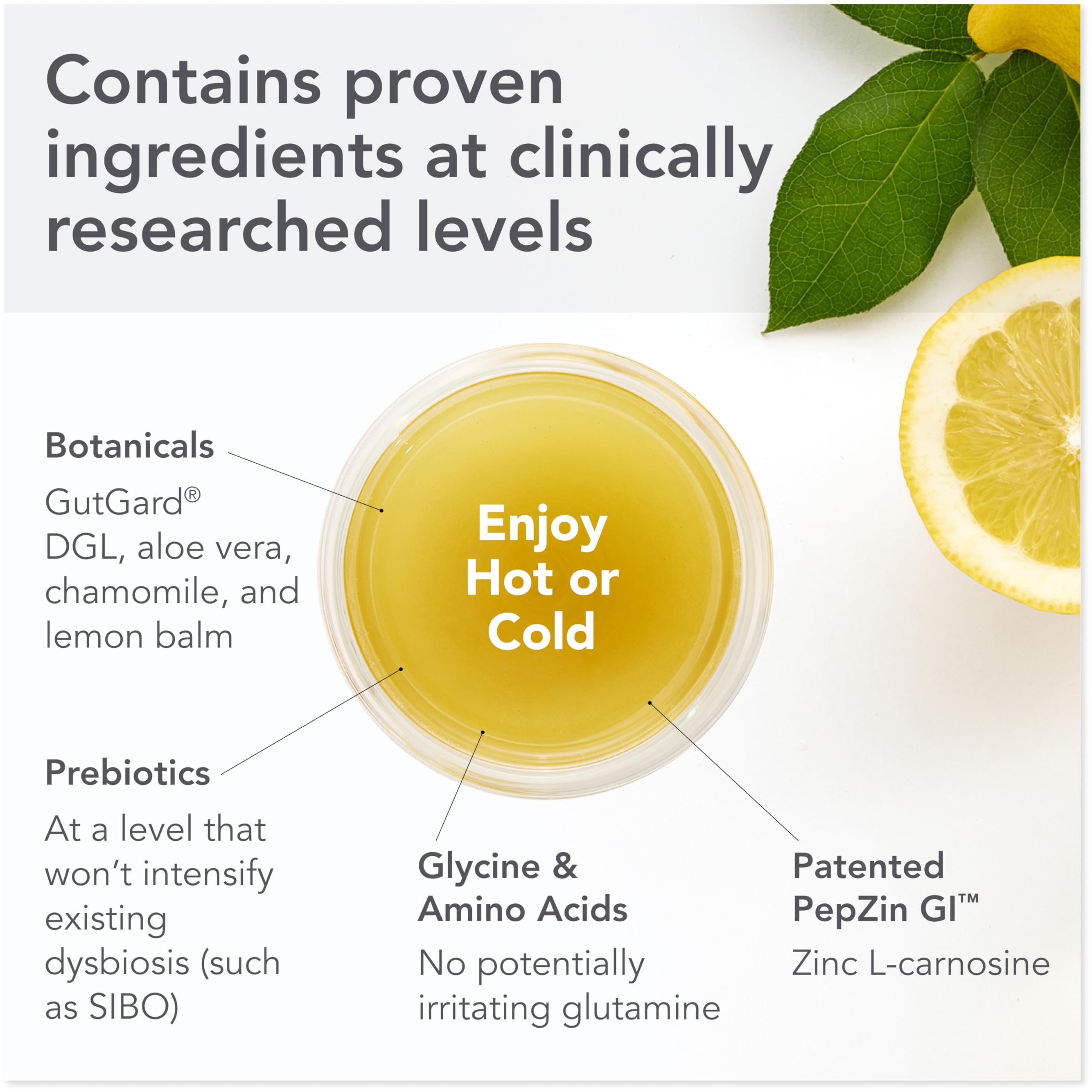 Biocidin Drink Mix GI InnerCalm ingredients botanicals emphasize natural gut support