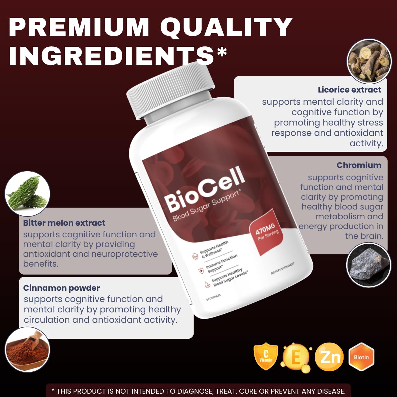 Ingredient panel and label on BioCell Capsules bottle