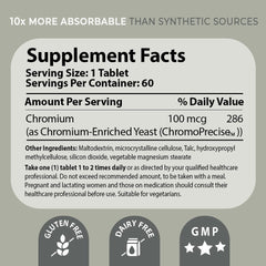 Back label of Bio-Chromium 100mcg bottle