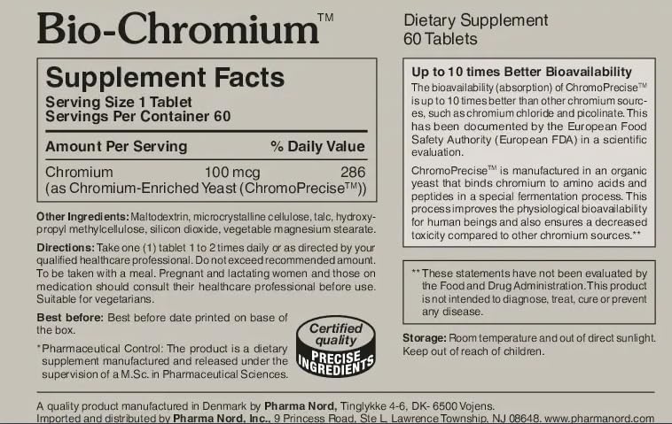 Bio-Chromium 100mcg packaging box