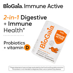 Box and bottle of BioGaia Immune Active Kids chewables