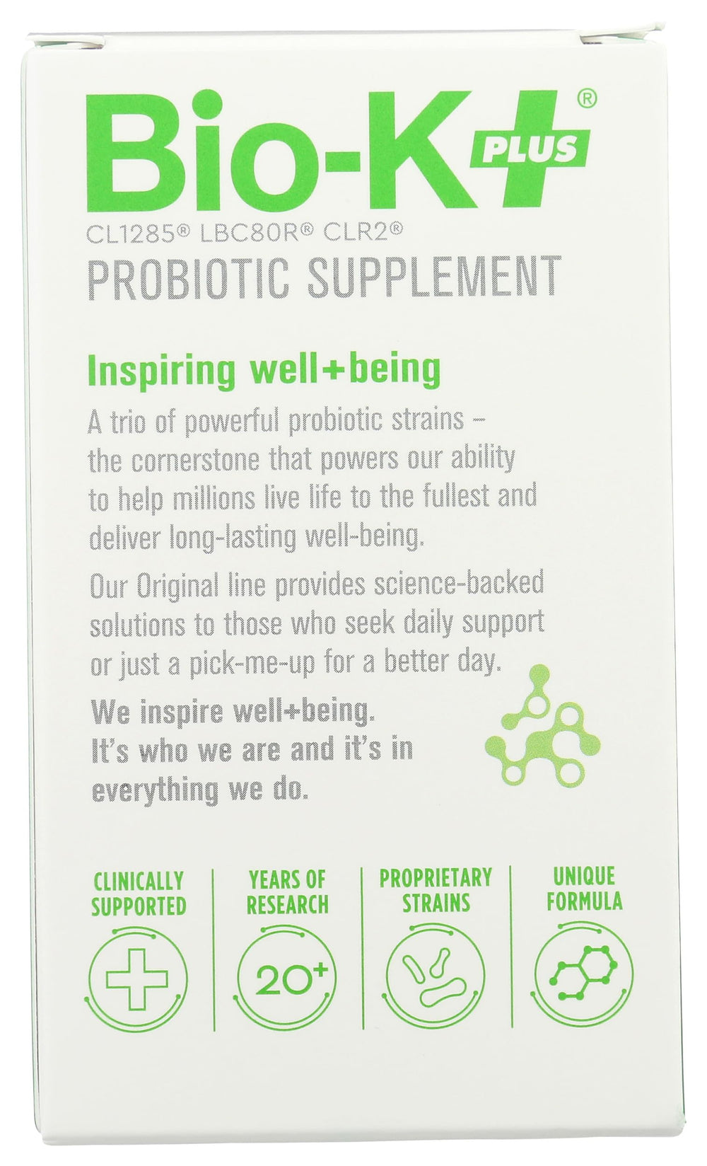 Close-up of Bio-K Plus DailyCare bottle label
