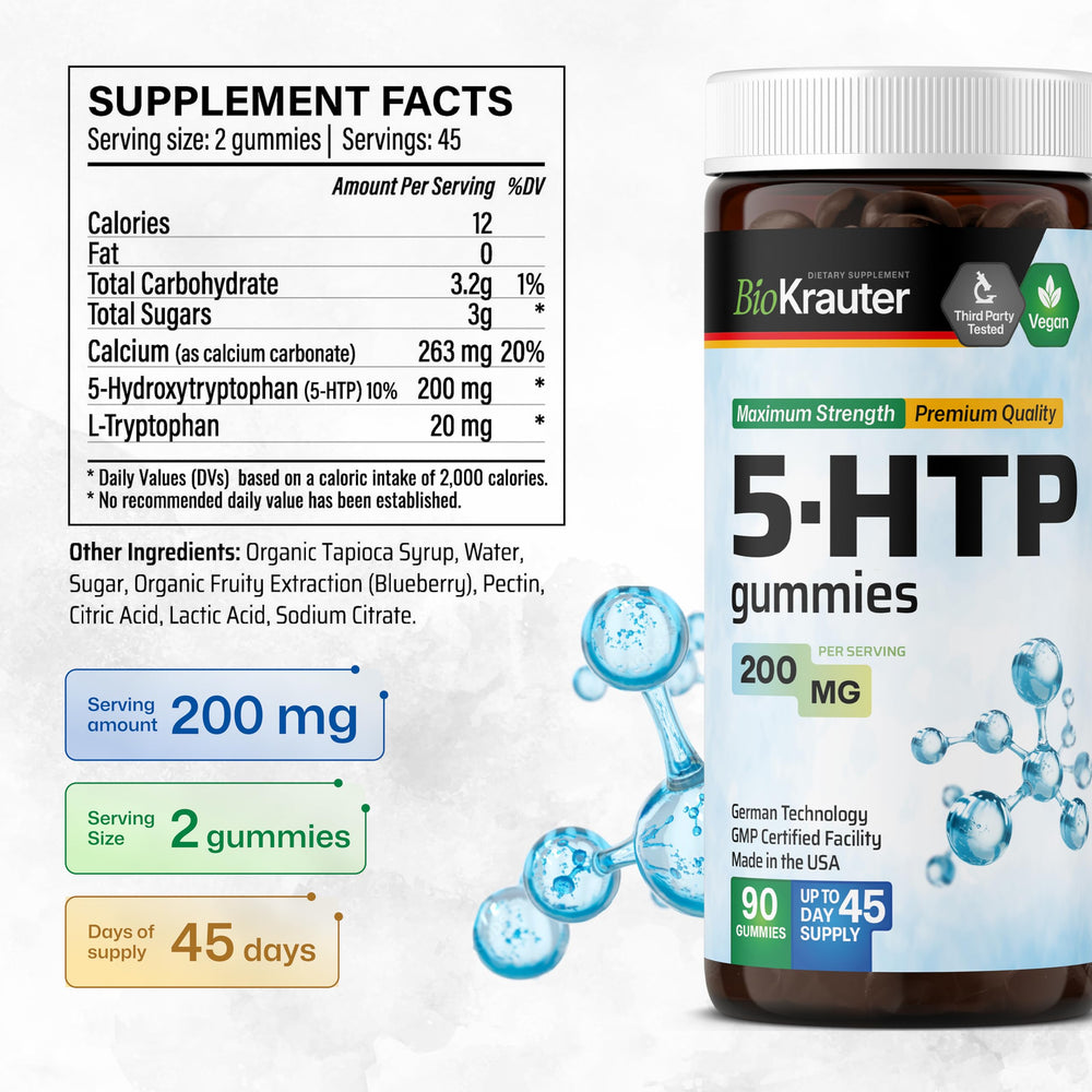 90 vegan chews shown for BIO KRAUTER 5-HTP Gummies