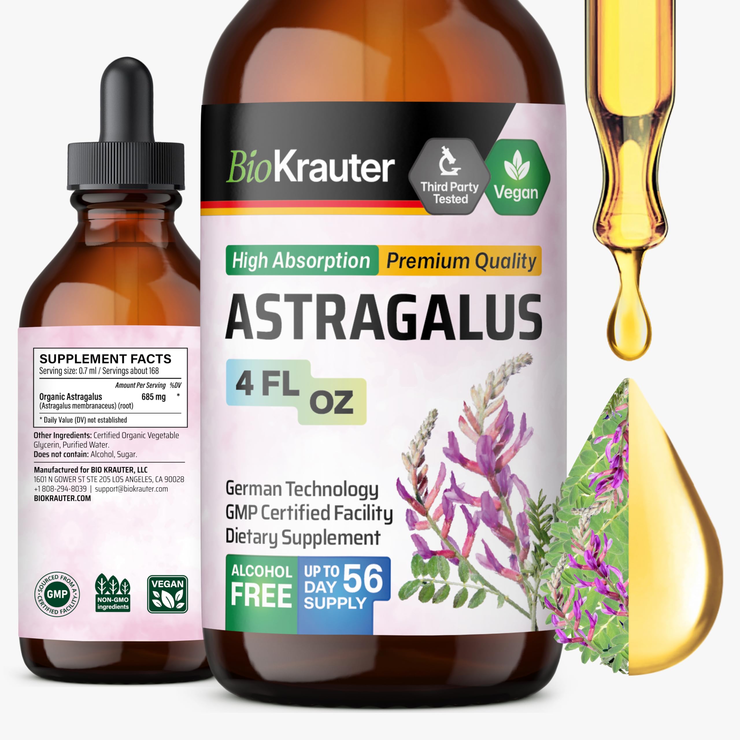 BIO KRAUTER Astragalus Tincture bottle label