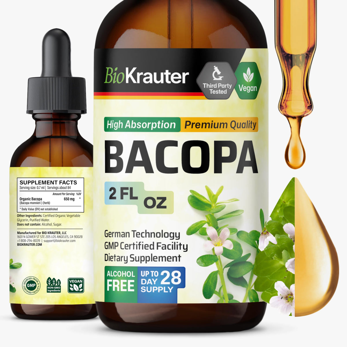BIO KRAUTER Bacopa Monnieri Drops bottle front view