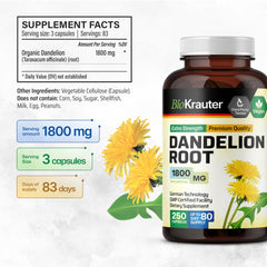 Taraxacum officinale dandelion root extract powder used in capsules