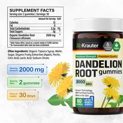 BIO KRAUTER Dandelion Root Gummies apple-flavor closeup showcasing natural apple taste