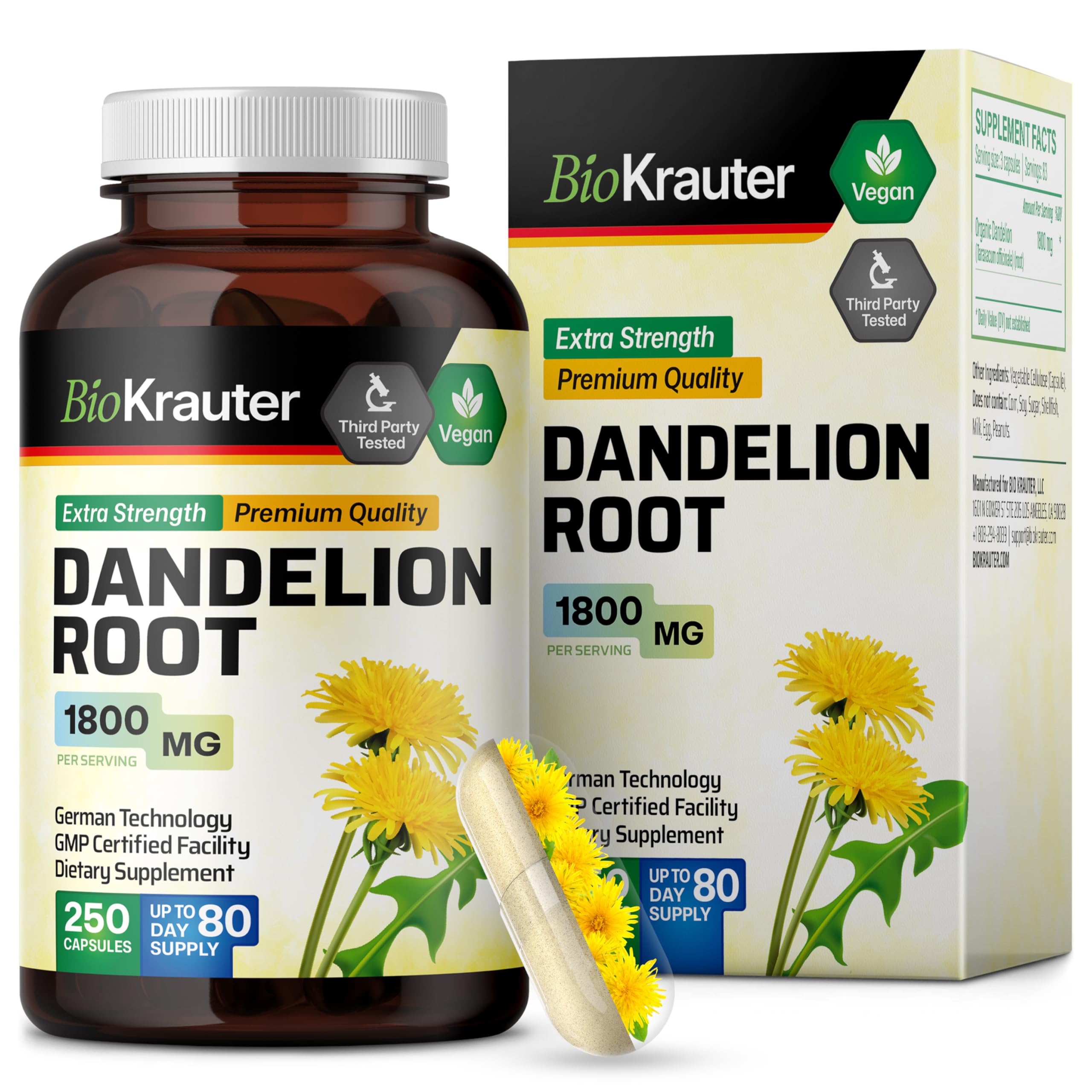 BIO KRAUTER Dandelion Root Supplement bottle and label