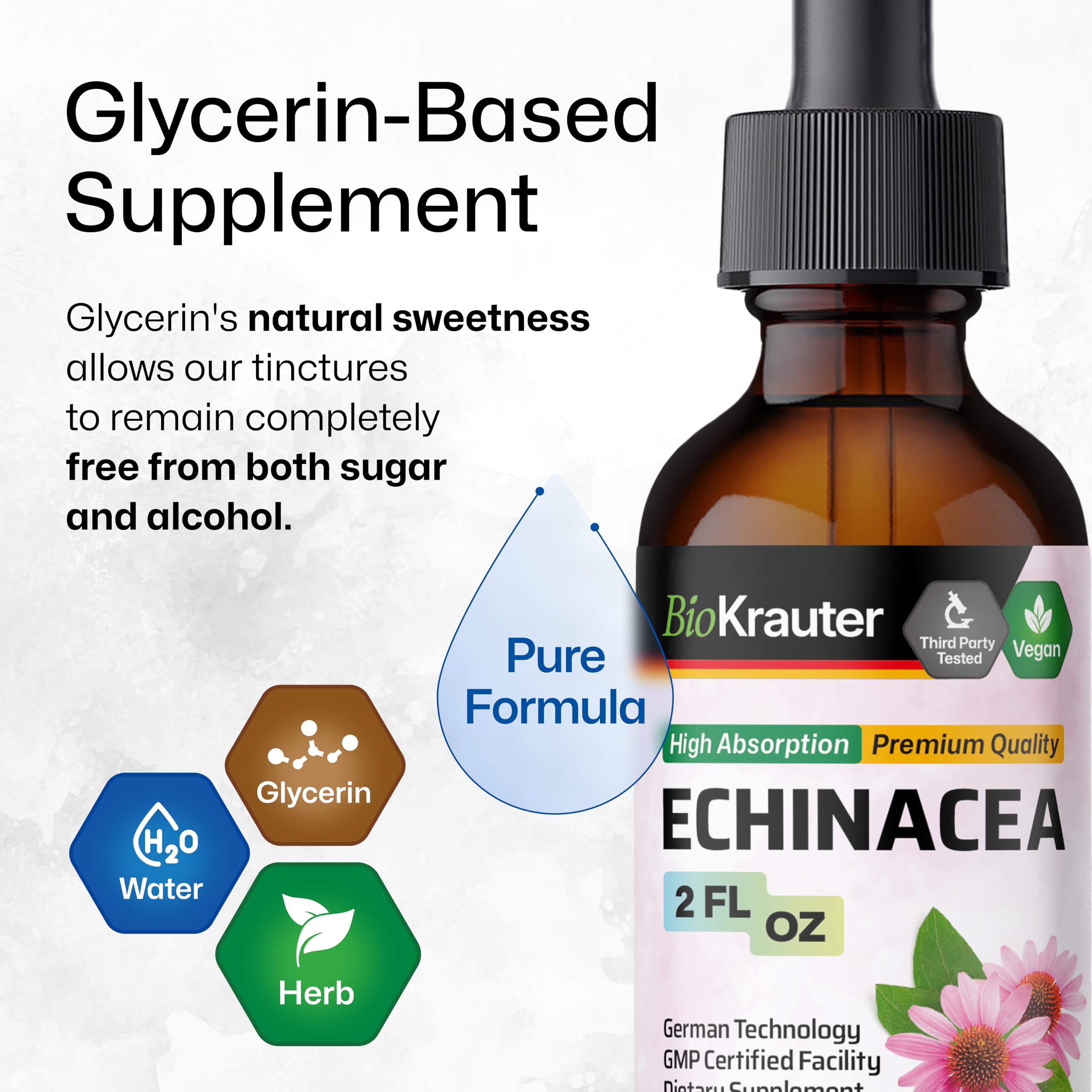 Dosing drops being dispensed from the bottle