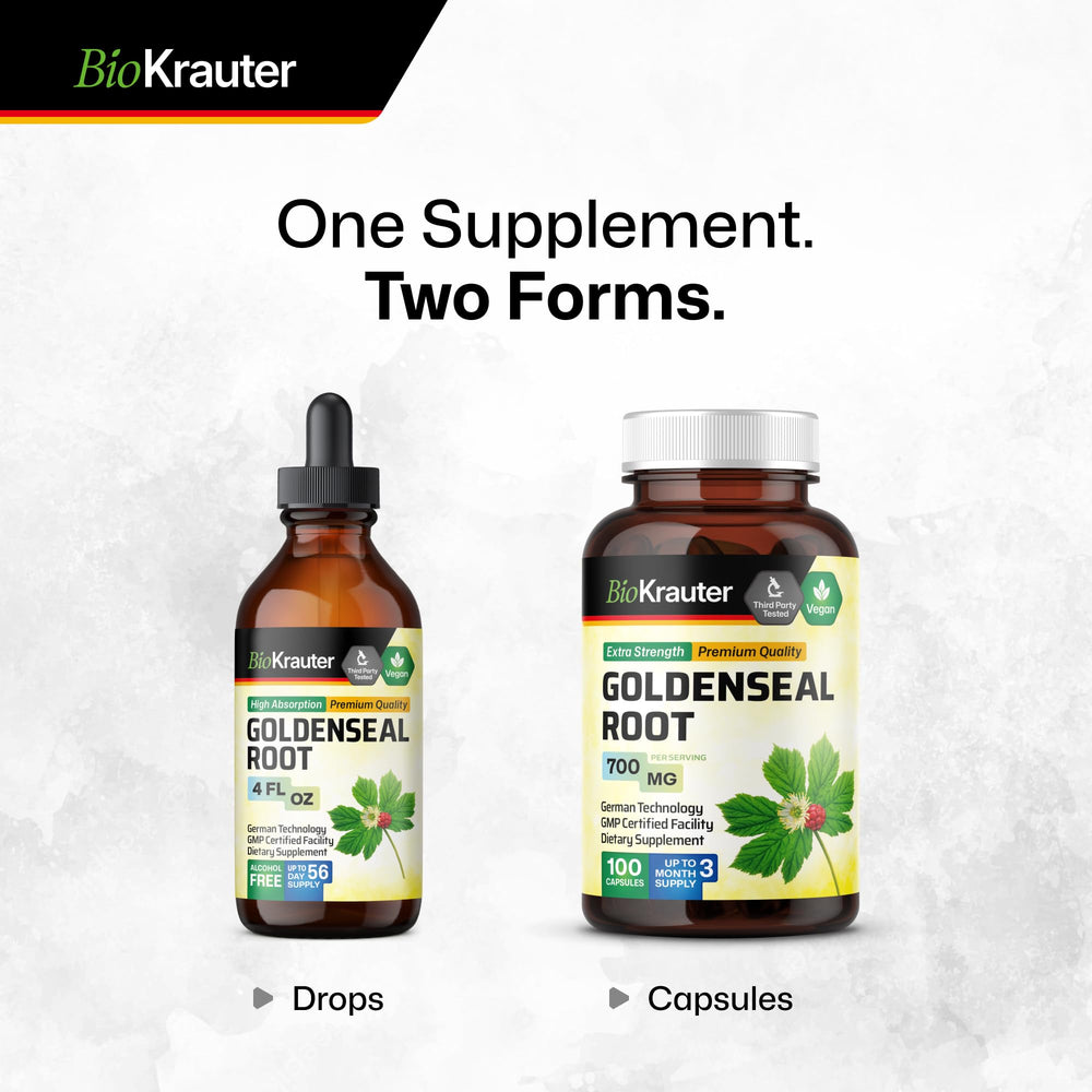 Usage instructions and warnings on the Goldenseal bottle