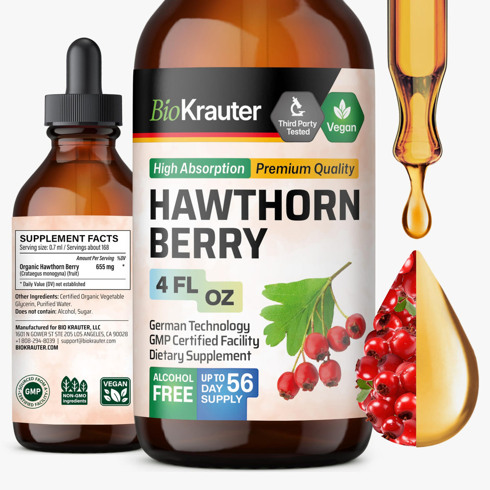 BIO KRAUTER Hawthorn Berry Liquid Drops bottle on white background