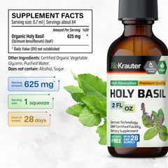 Glycerin-based tulsi liquid extract bottle label