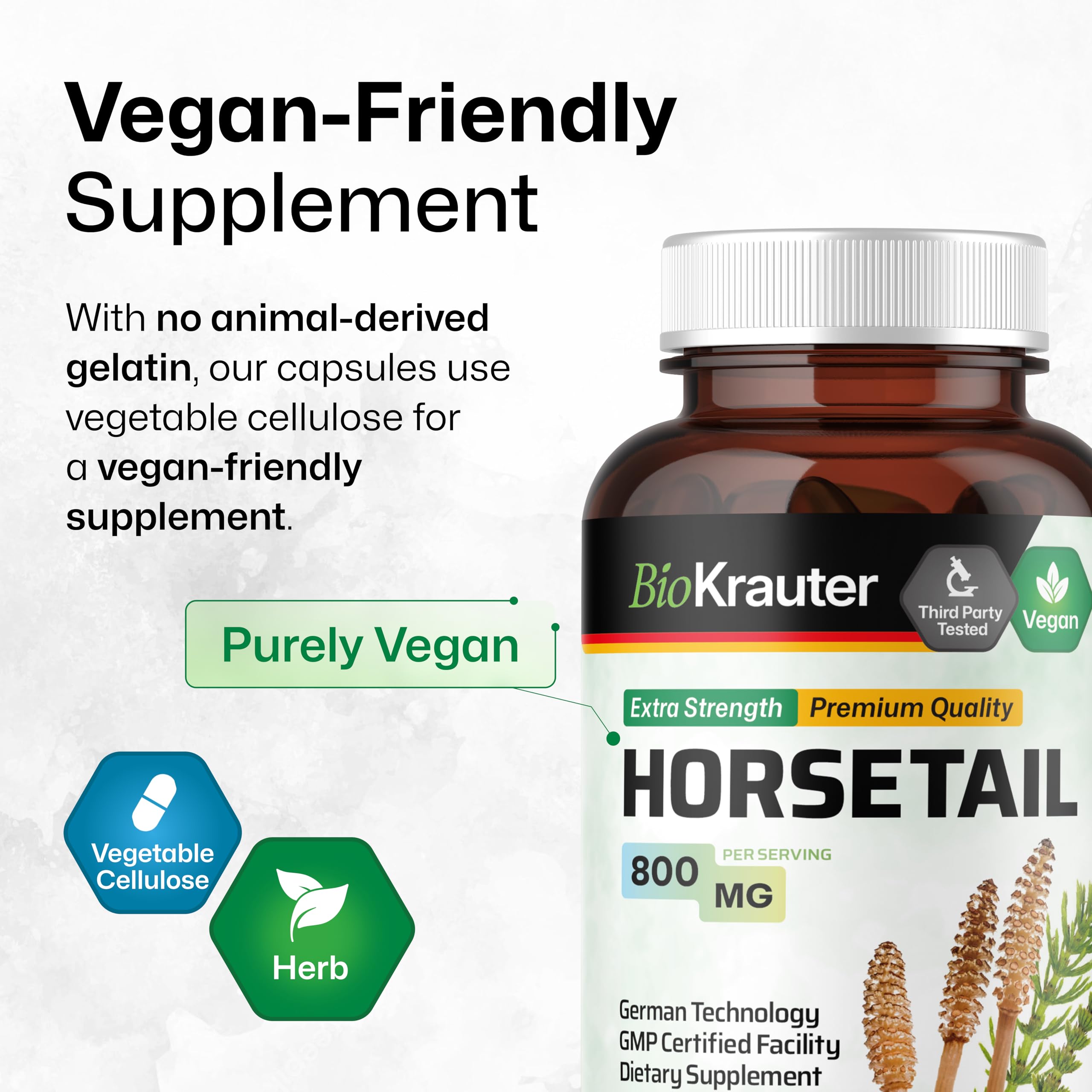Gentle two-ingredient formula: horsetail and vegetable cellulose