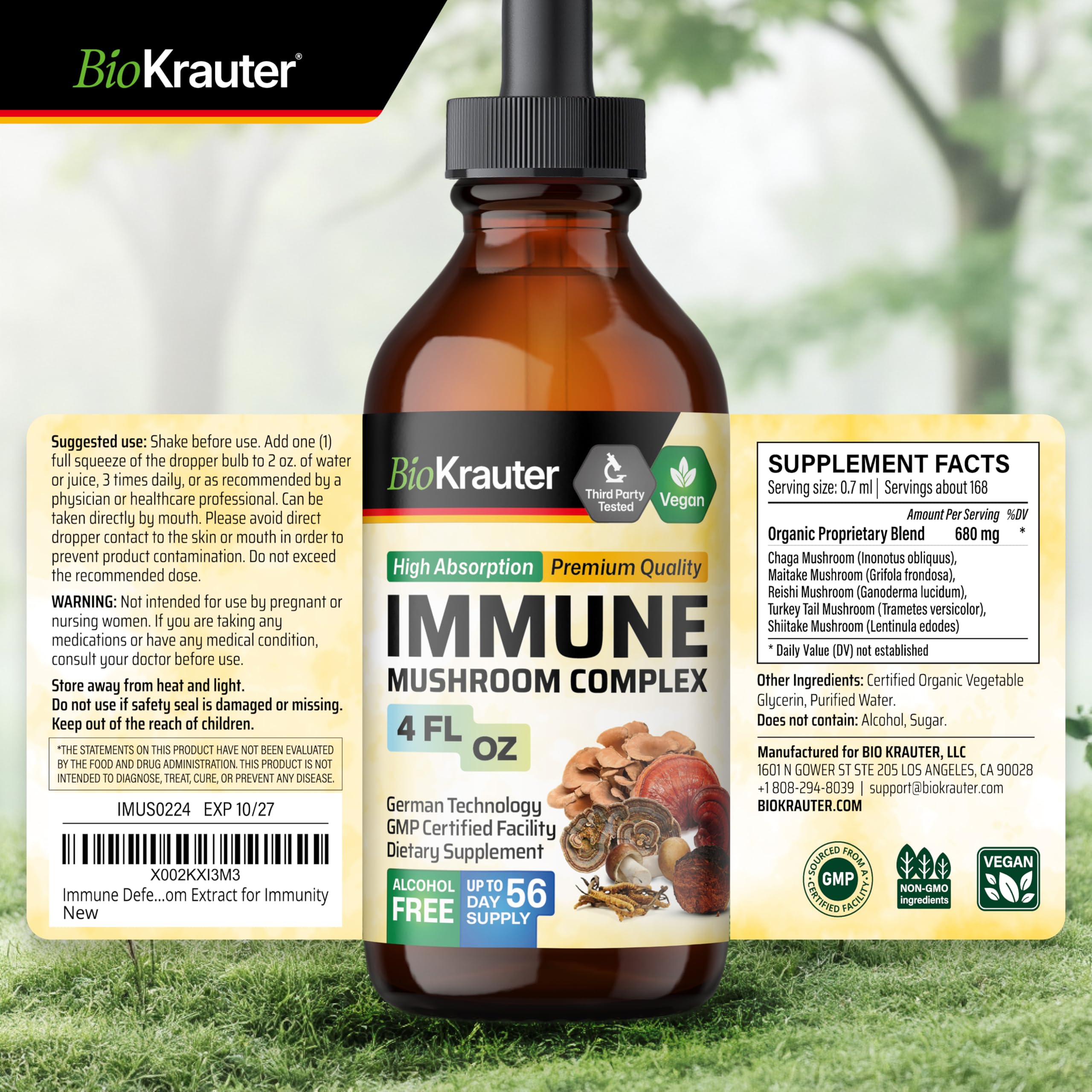 Graphic highlighting immune support benefits of mushroom complex