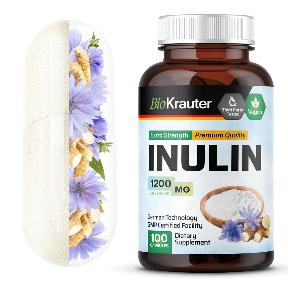 BIO KRAUTER Inulin Capsules bottle with 100 capsules (1200 mg per serving)