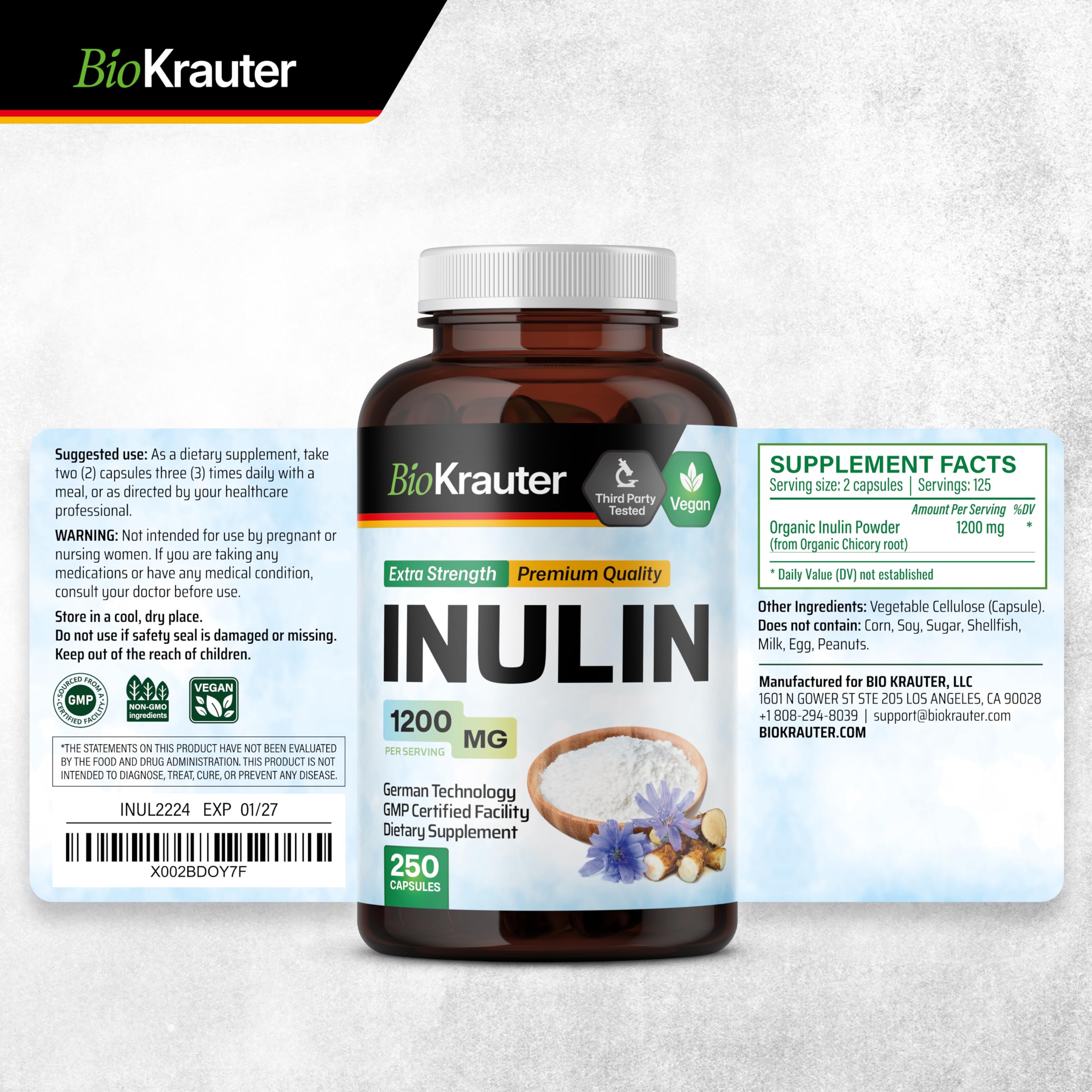 Made in USA BIO KRAUTER Inulin manufacturing