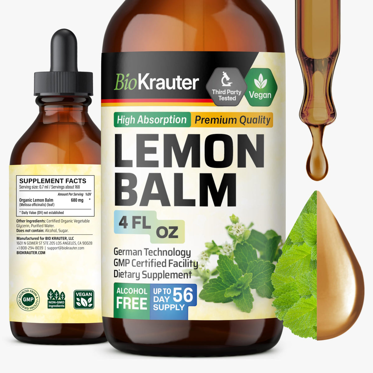 BIO KRAUTER Lemon Balm Tincture bottle label front