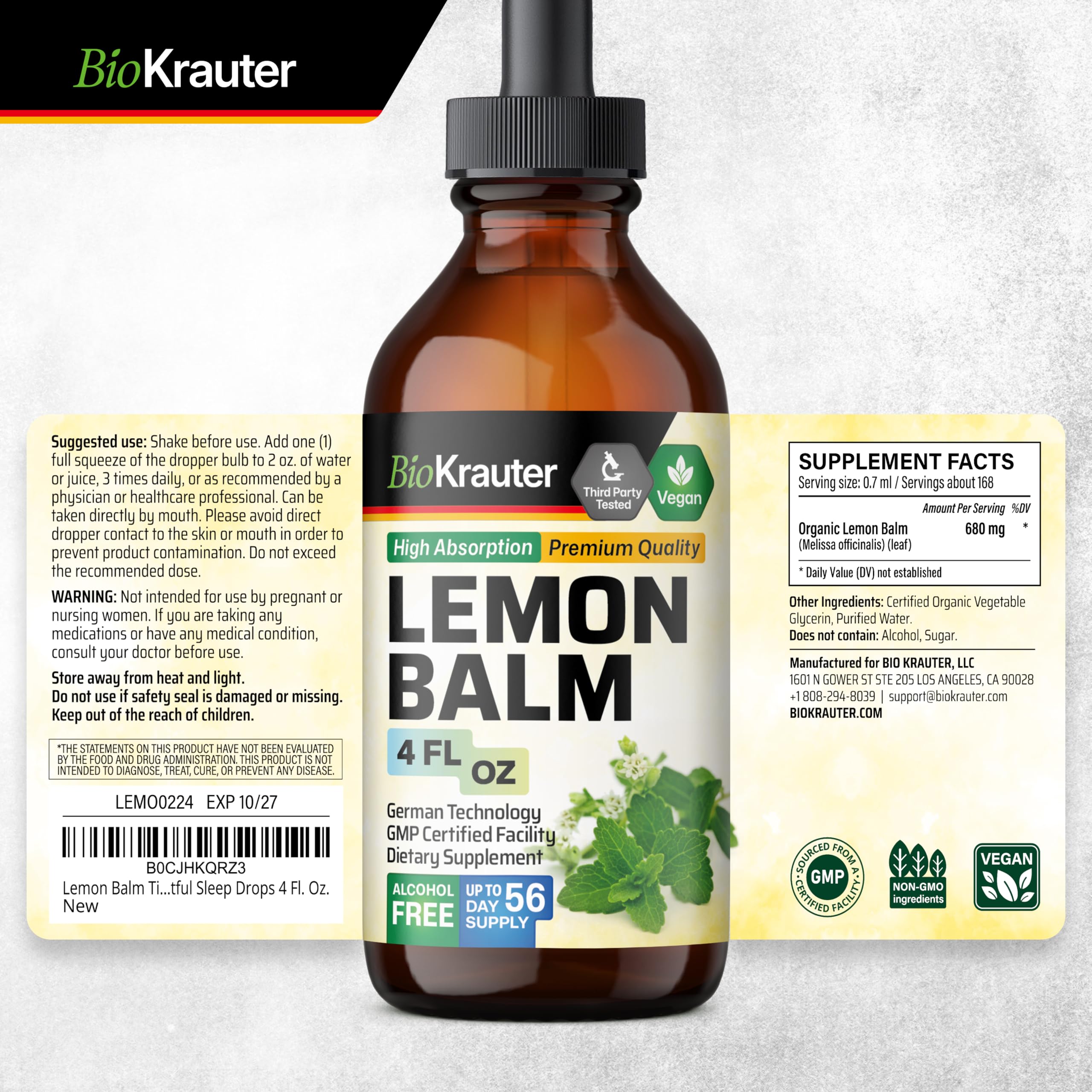 Lemon balm tincture promotes digestion, calmness, and sleep