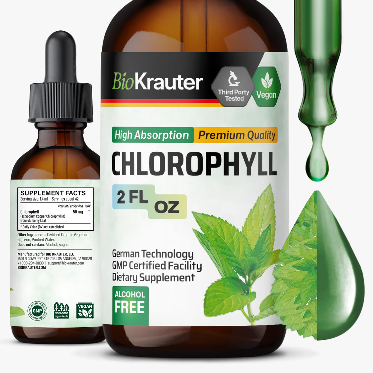 BIO KRAUTER Liquid Chlorophyll Drops bottle and packaging
