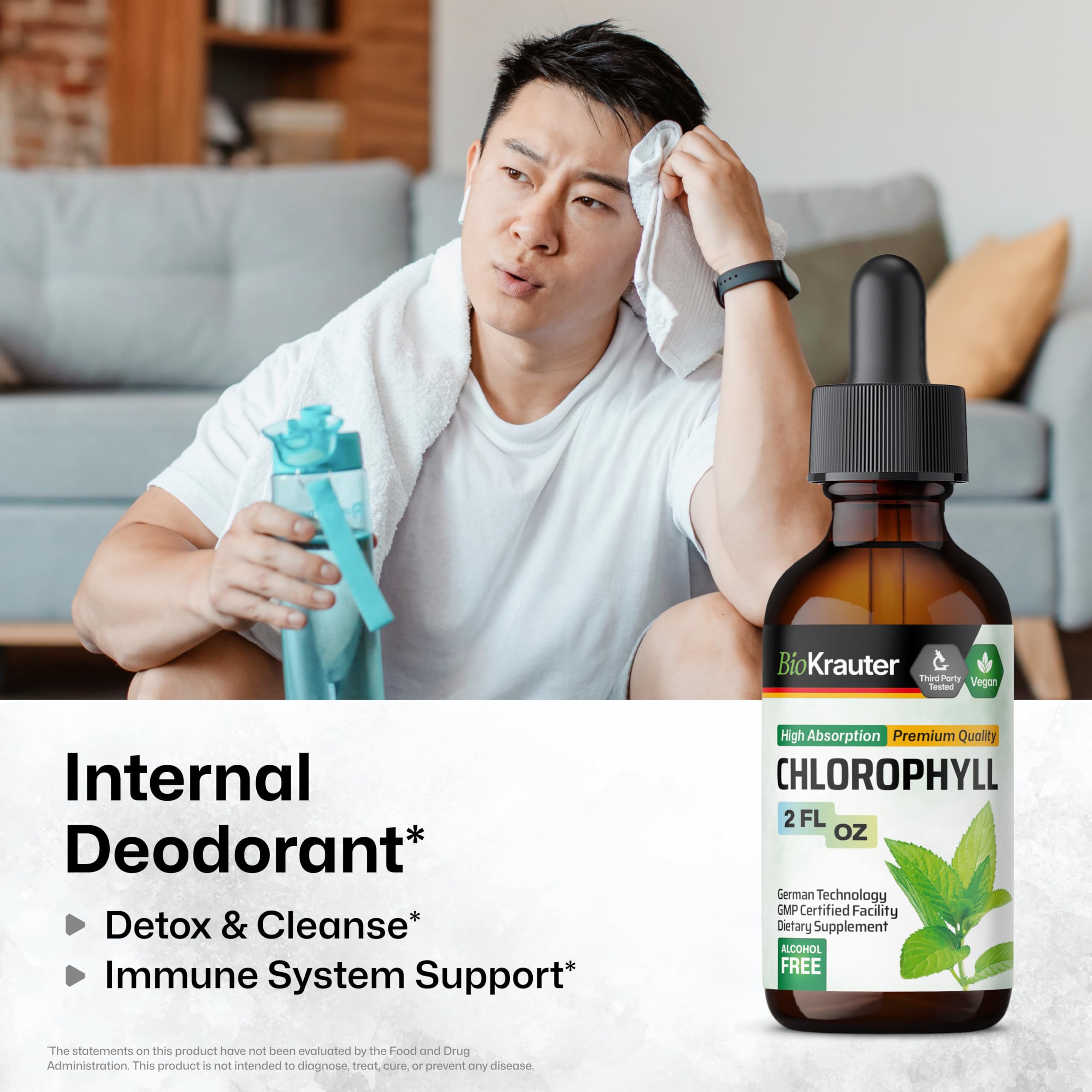 Chlorophyll drops bottle with dropper