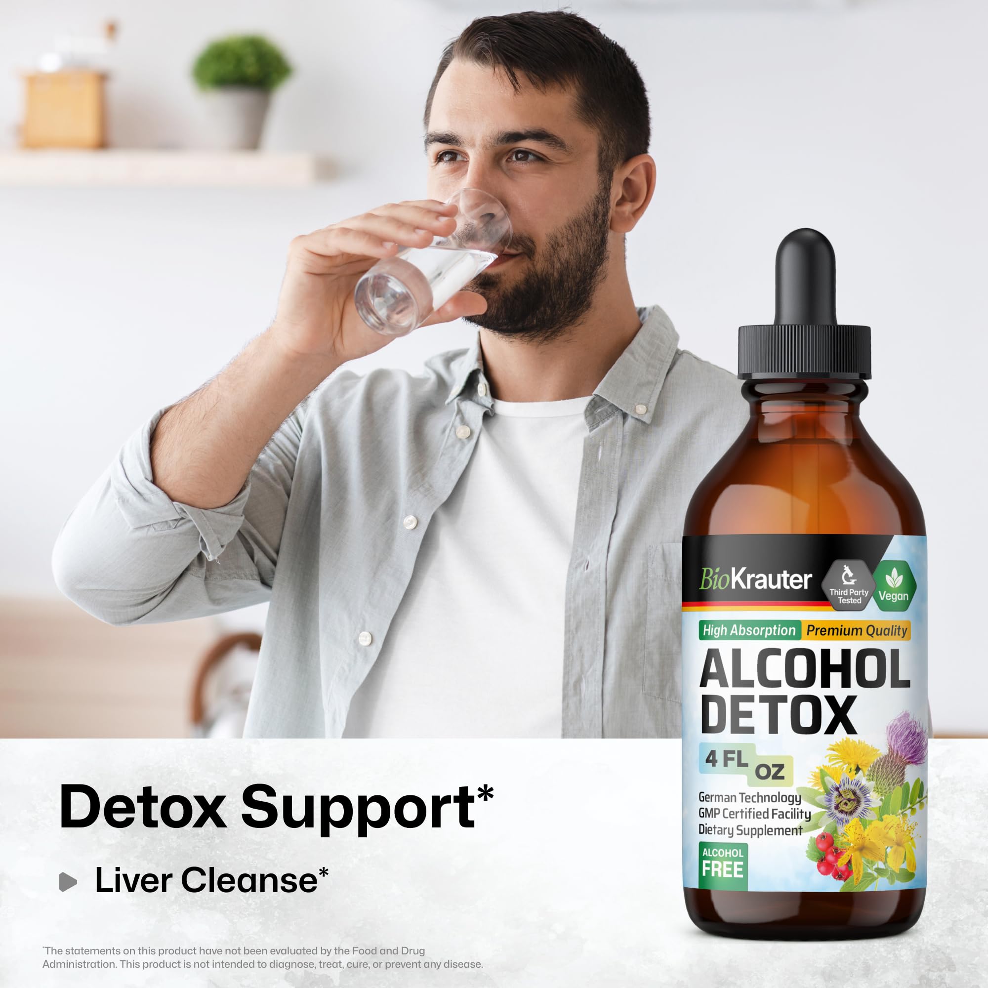 Liver detox liquid extract ingredients including milk thistle and dandelion