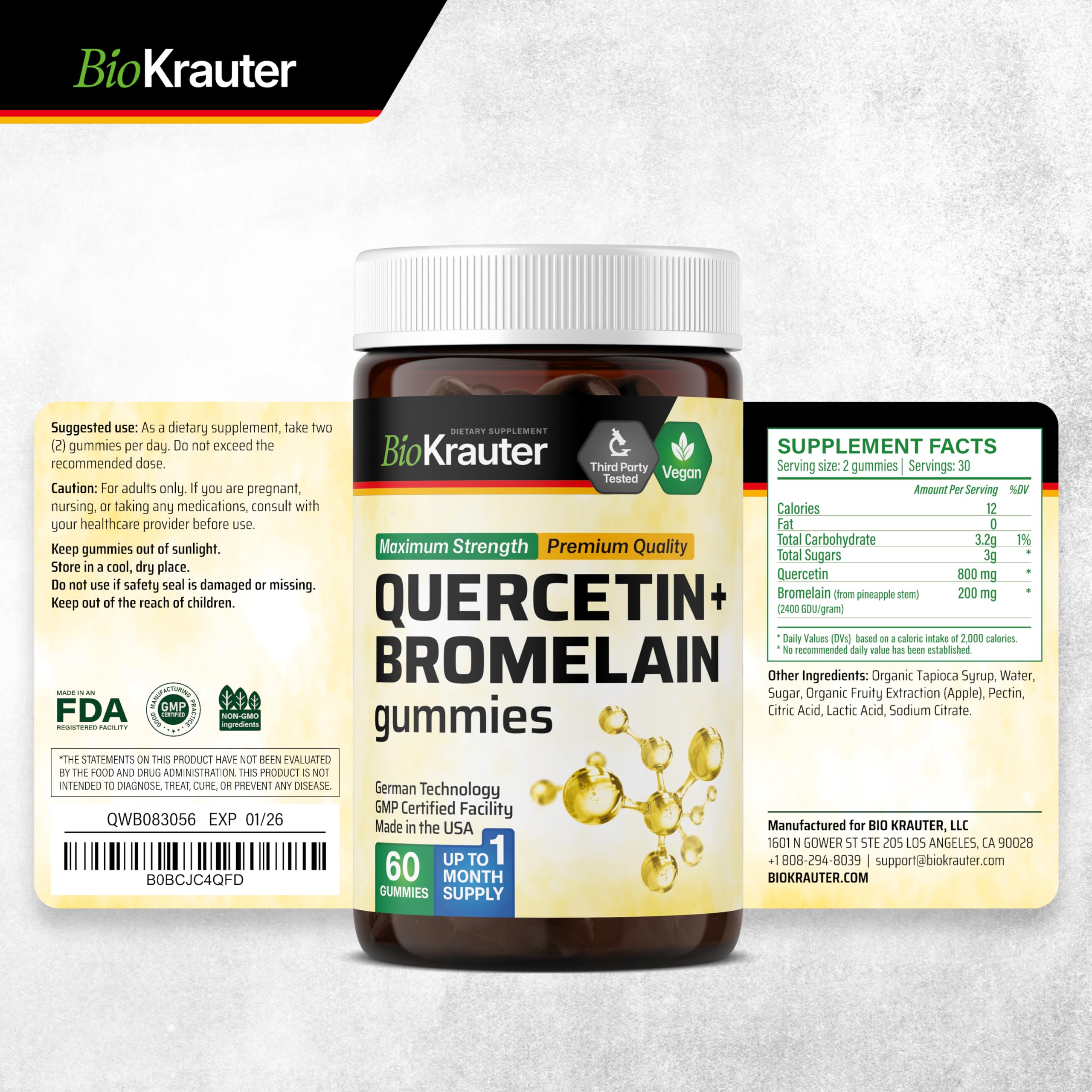 Antioxidants and immune support concept with quercetin and bromelain