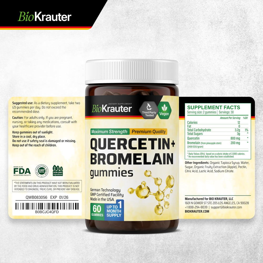 Antioxidants and immune support concept with quercetin and bromelain
