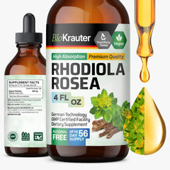 Front view of BIO KRAUTER Rhodiola Liquid 4 oz bottle