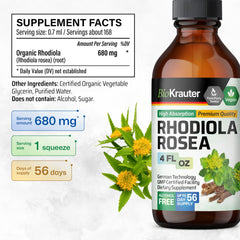 Close-up of Rhodiola Rosea tincture label