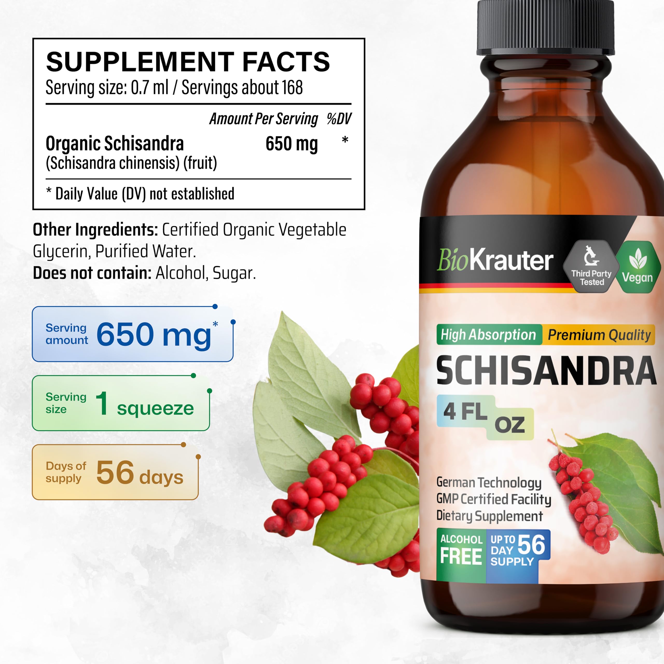 Ingredients label for BIO KRAUTER Schisandra Berry Drops
