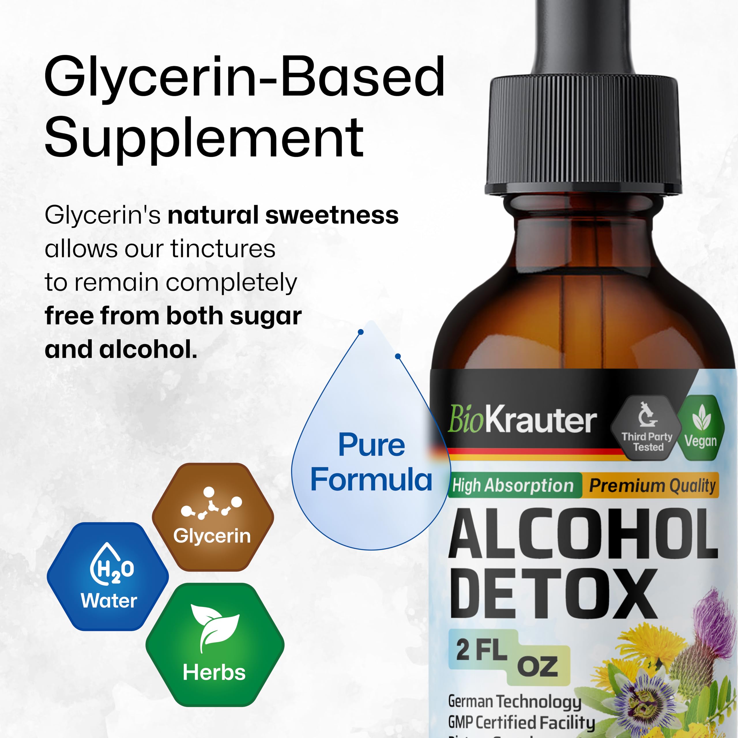 Dropper dispensing liver detox tincture under tongue