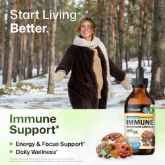 Vegan immune support drops in bottle with dropper