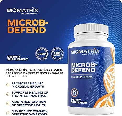 BioMatrix Microb-Defend bottle back panel with supplement facts