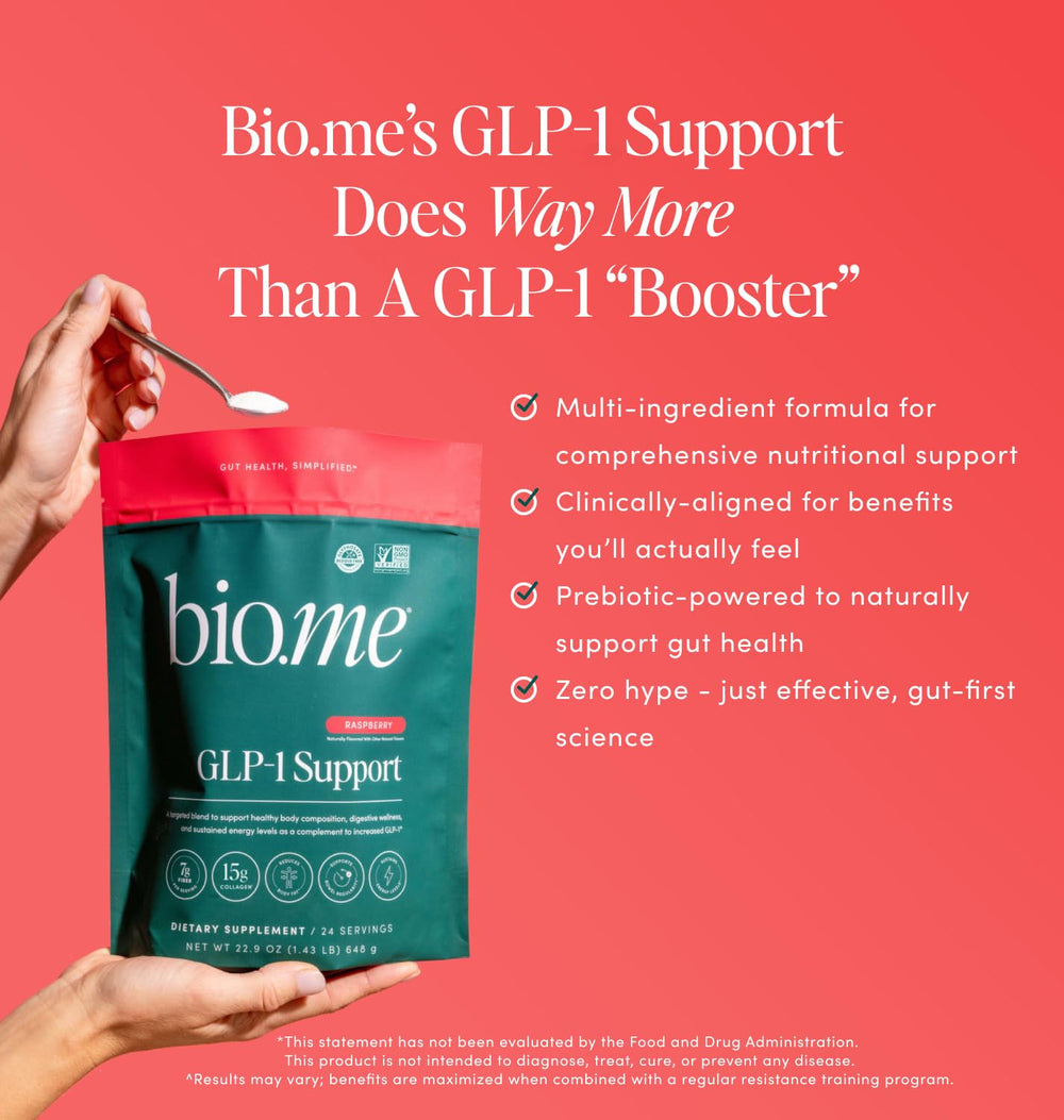Bio.me GLP-1 Support raspberry flavor dissolving in water