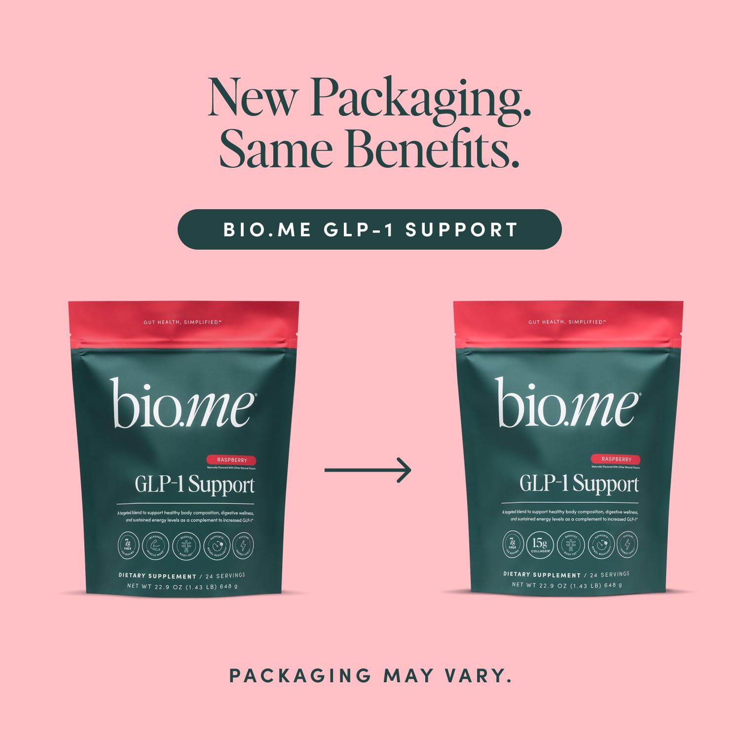 Bio.me GLP-1 Support eco-friendly packaging with Upcycled Certified seal