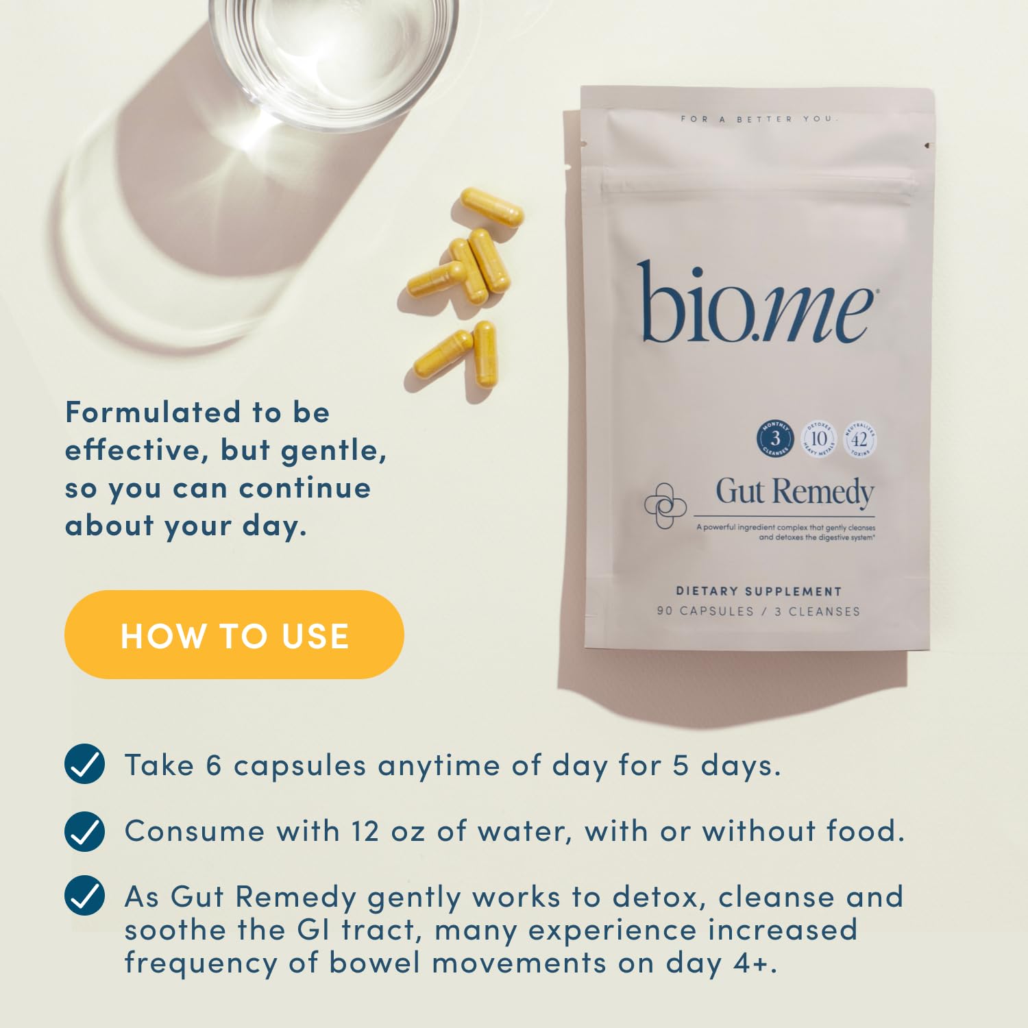 Bio.me Biome Gut Remedy psyllium husk powder close-up supporting healthy digestion.