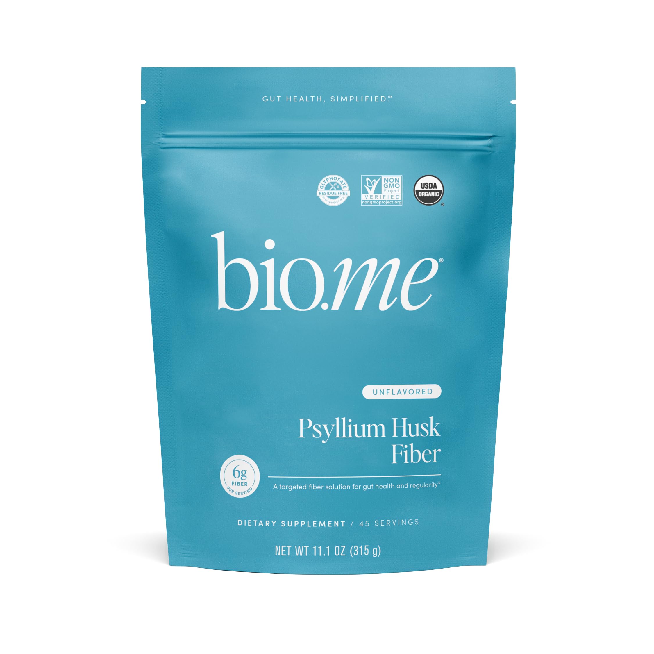 Bio.me Psyllium Husk Fiber powder container with label