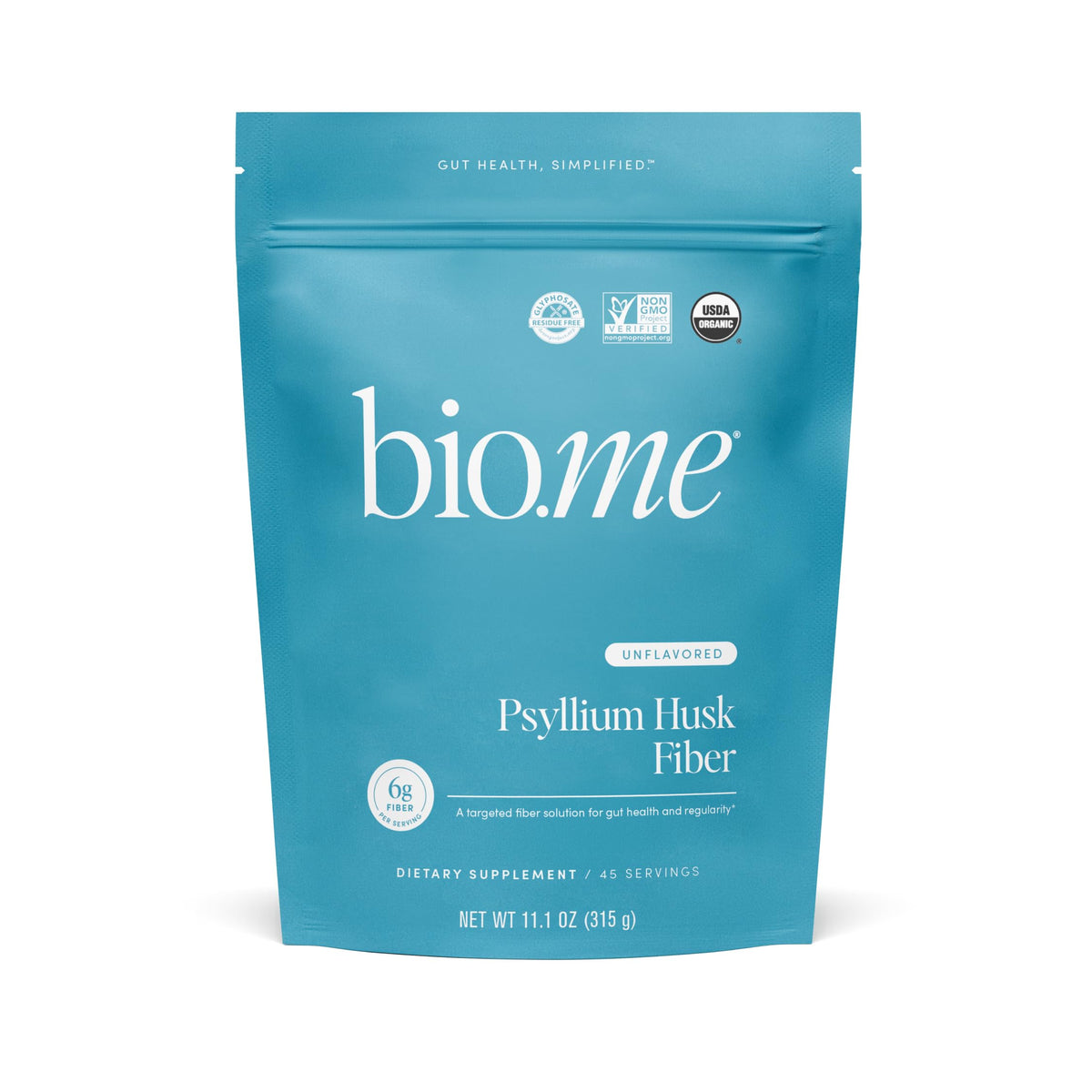 Bio.me Psyllium Husk Fiber powder container with label