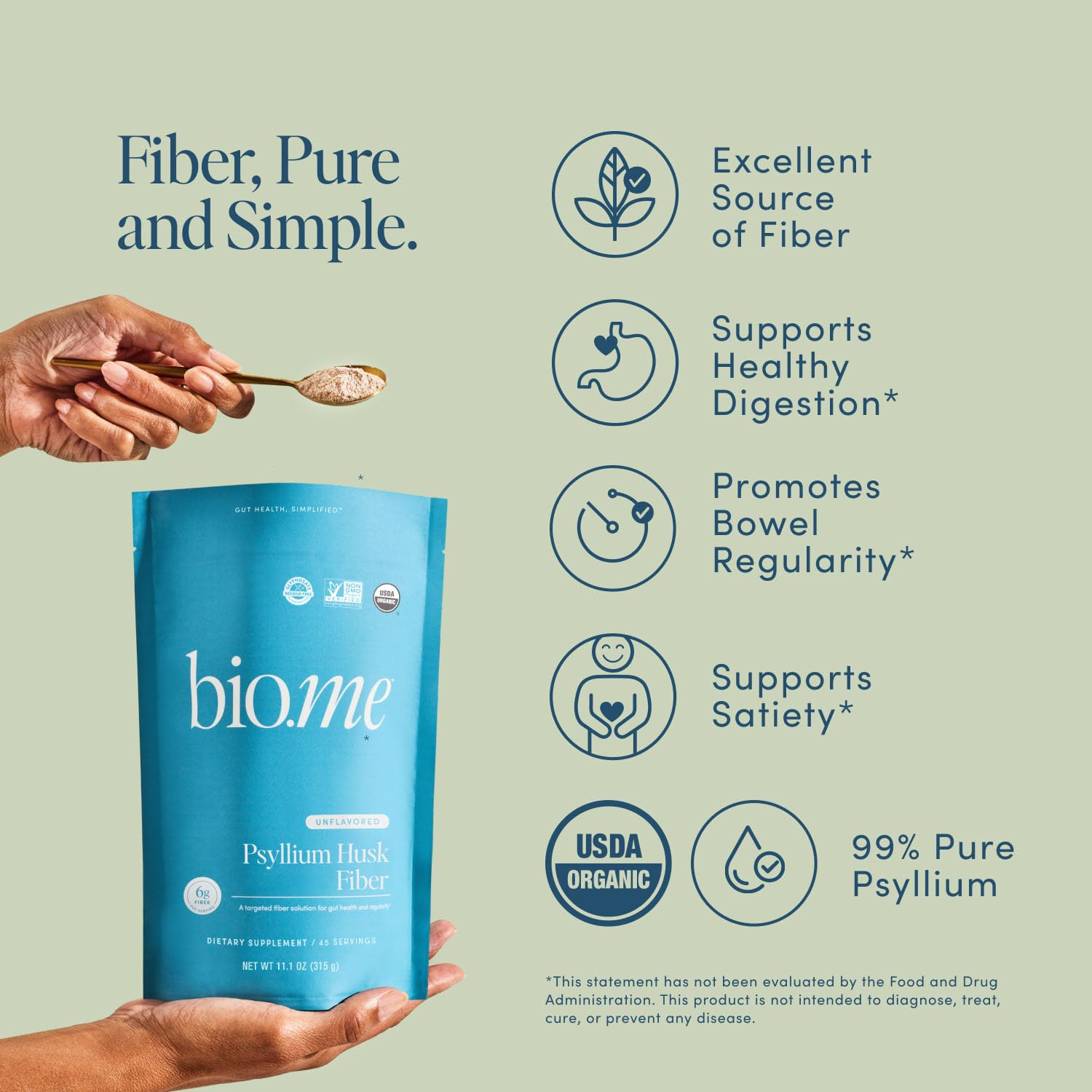 Scoop of unflavored psyllium husk powder